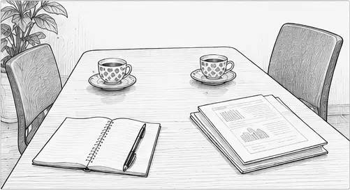 会社の机で